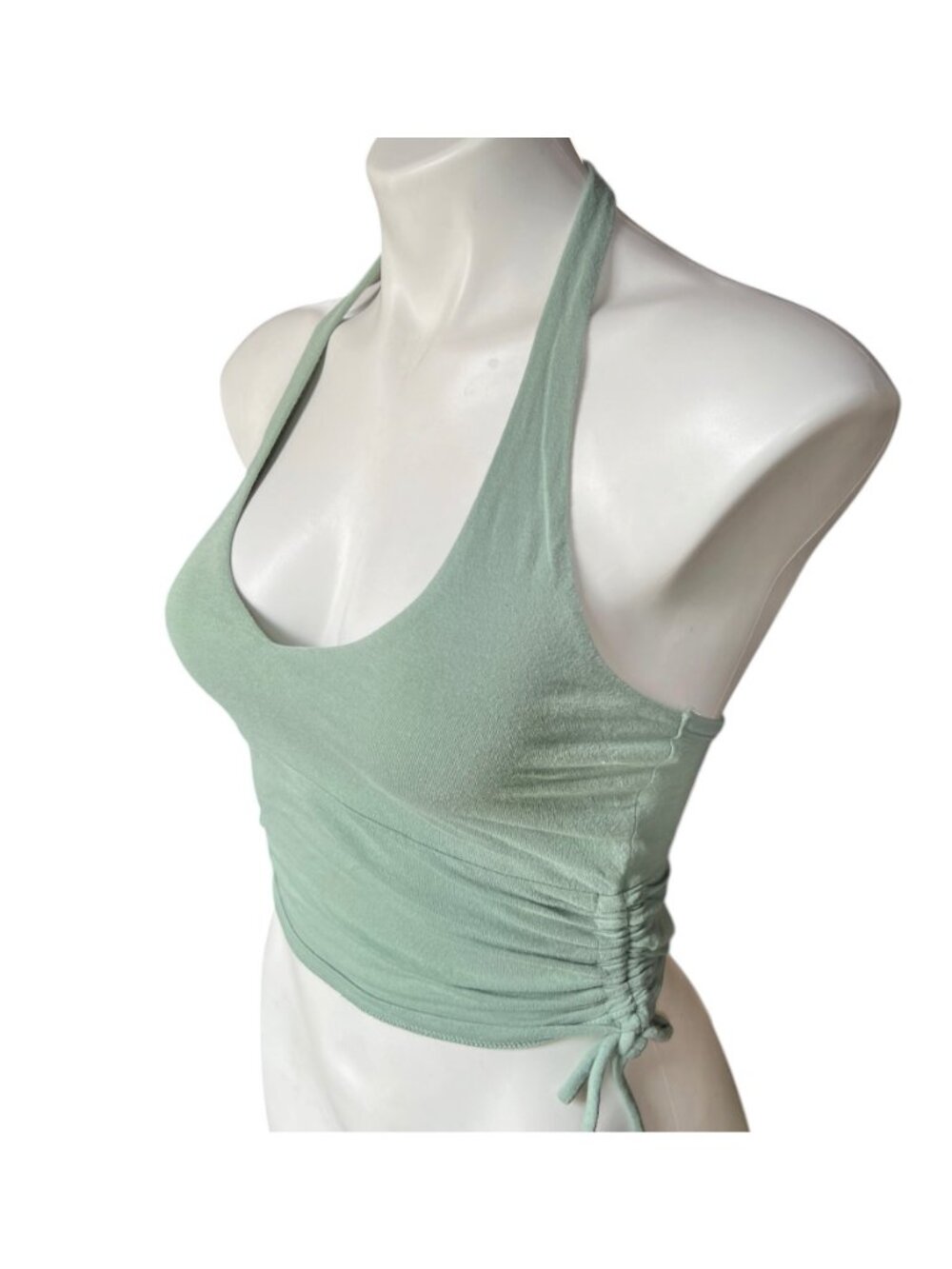 Hollister Womens Light Green Halter Top With Gathered Sides Cotton Knit XS - Picture 6 of 10